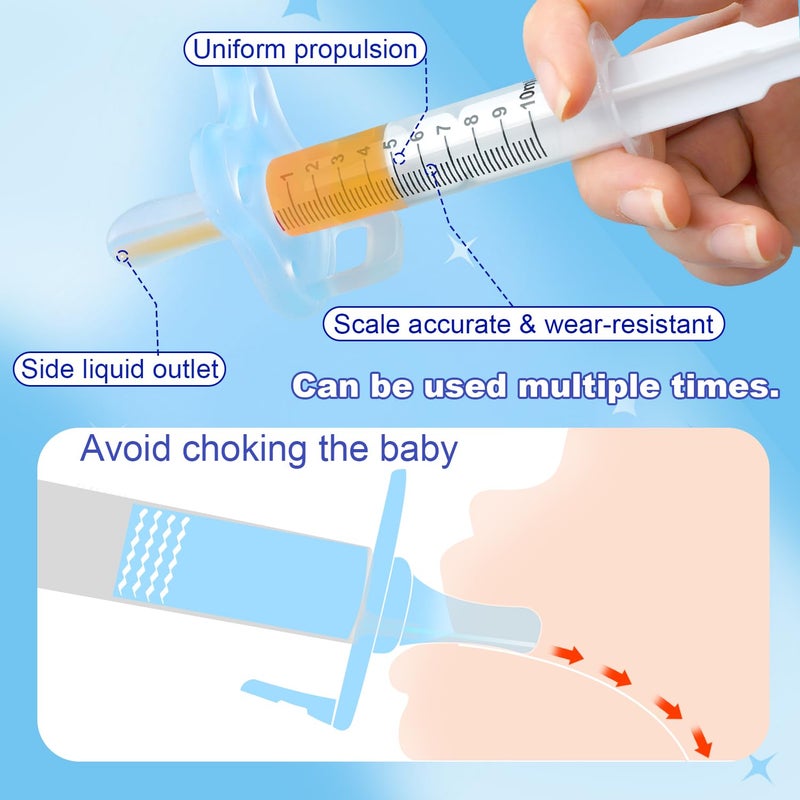 Aoaodbu Baby Medicine Dispenser, Baby Medicine Syringe, 0 months and up Baby Pacifiers, 100% Silicone Pacifiers, BPA-Free (Blue) - Image 3